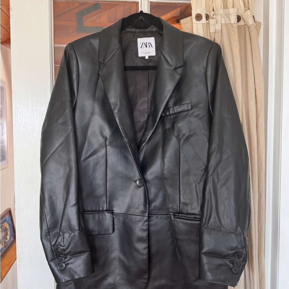 Zara Charcoal Leather Jacket